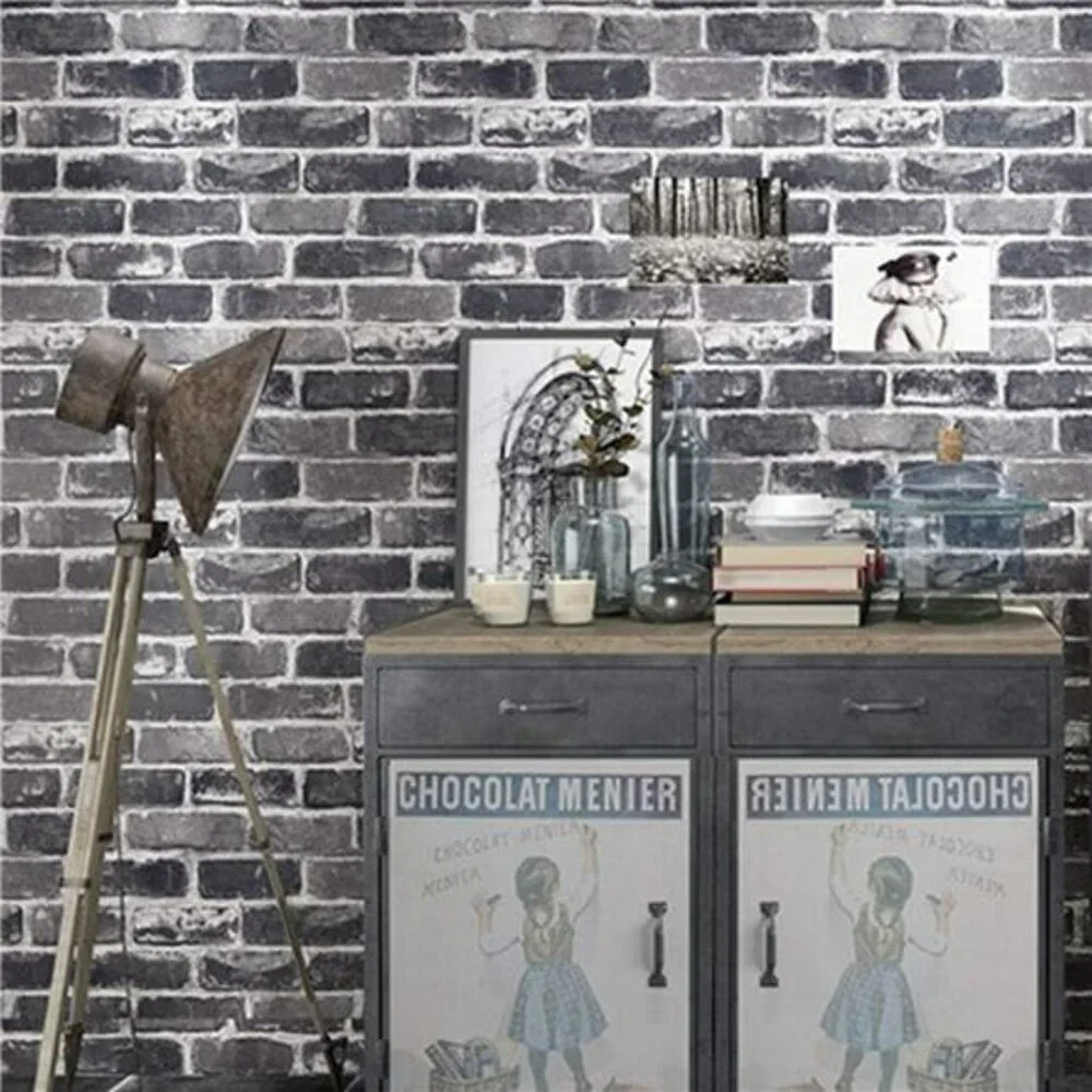 Grey Brick Peel and Stick Wallpaper Self Adhesive Vinyl Contact Paper Roll
